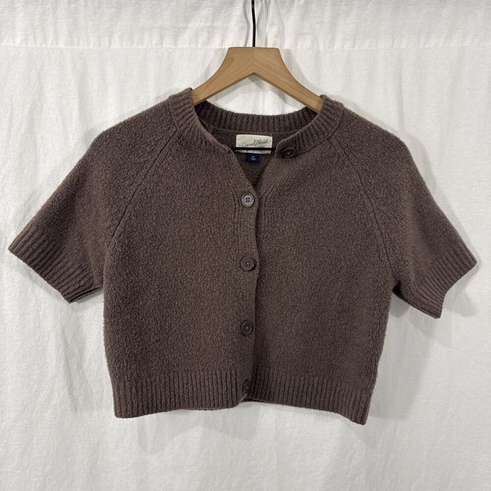 Universal Thread Chocolate Brown Soft Short Sleeve Cardigan Womens Sz XS Fall